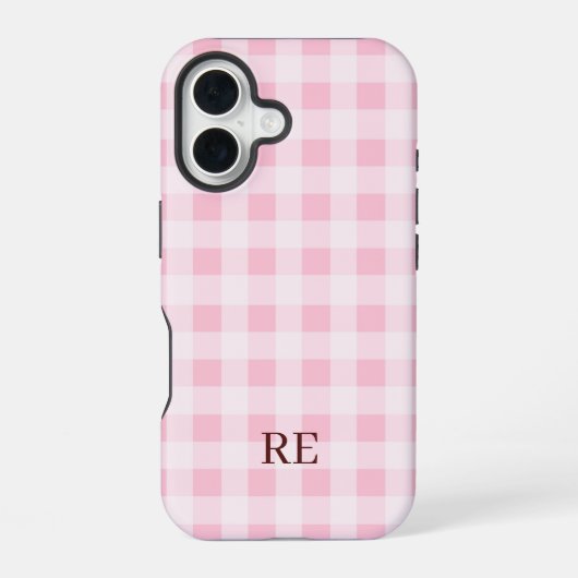 市松模様のイニシャル オリジナル iPhone 16ケース (裏面)