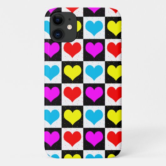 市松模様のカラフルハート柄  Case-Mate iPhoneケース (裏面)