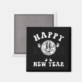 市松模様のハッピーニューイヤー2026ディスコボール新年 マグネット (正面/裏面)