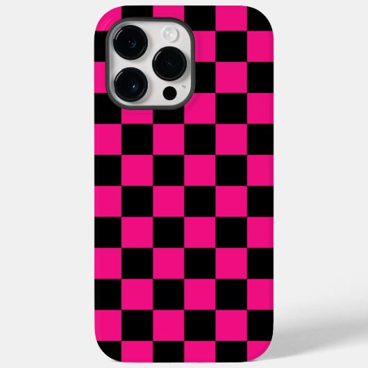 市松模様 スクエア ホットピンク ブラック 幾何学 レトロ Case-Mate iPhoneケース (裏面)