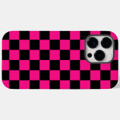 市松模様 スクエア ホットピンク ブラック 幾何学 レトロ Case-Mate iPhoneケース (裏面 (横))
