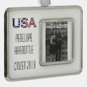 市民権年米国の星条旗 シルバープレートフレームオーナメント (右)
