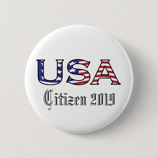 市民権年米国の星条旗 缶バッジ (正面)