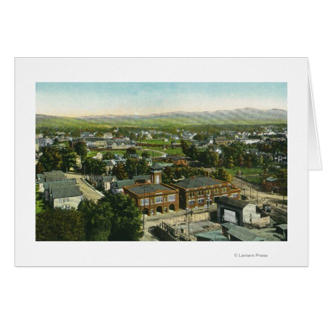 市消防署・市街地空中眺望 (正面横)