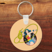 市疑問に思区の背景女性 キーホルダー (正面)