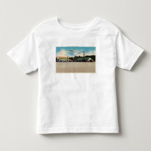 市空港滑走路場面 トドラーTシャツ (正面)