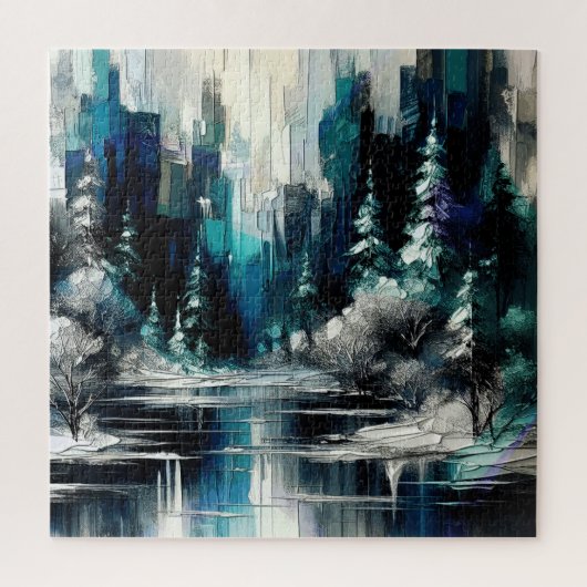 市絵を描冬のシーン1006 ジグソーパズル (縦)