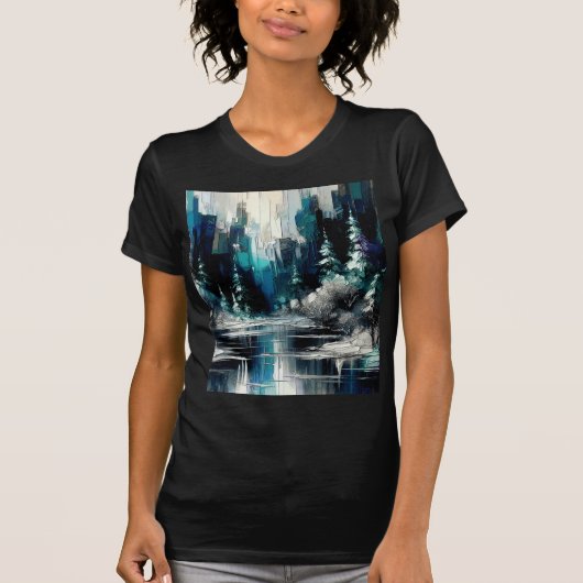 市絵を描冬のシーン1006 Tシャツ (正面)