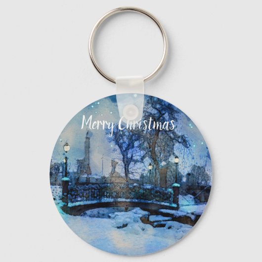 市絵画公園の冬の夜 キーホルダー (正面)