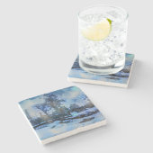 市絵画公園の冬の夜 ストーンコースター (横)