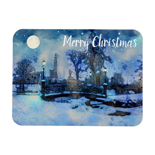 市絵画公園の冬の夜 マグネット (横)