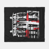 市街スケートボードホワイト動揺してオンブラックを追加 フリースブランケット (正面(横))