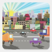 市街並みと交通 スクエアシール (正面)