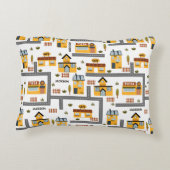 市街路地図パター子供へン黄と灰色 アクセントクッション (裏面)