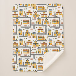 市街路地図パター子供へン黄と灰色 シェルパブランケット