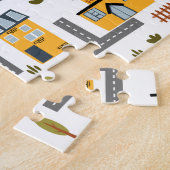 市街路地図パター子供へン黄と灰色 ジグソーパズル (側面)