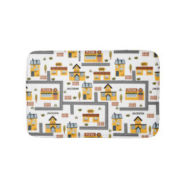 市街路地図パター子供へン黄と灰色 バスマット