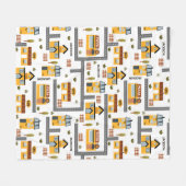 市街路地図パター子供へン黄と灰色 フリースブランケット (正面(横))