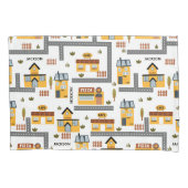 市街路地図パター子供へン黄と灰色 枕カバー (正面)