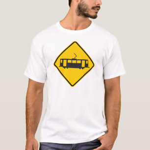 市街電車の警告のハイウェーの印 Tシャツ