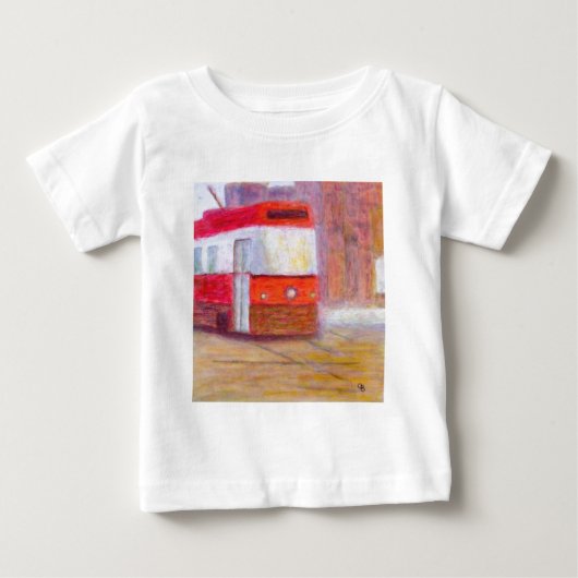 市街電車、乳児のTシャツまたはワイシャツ ベビーTシャツ (正面)