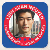 市議会の選挙カスタム写真キャンペーン スクエアペーパーコースター (正面)