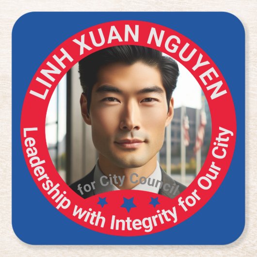 市議会の選挙カスタム写真キャンペーン スクエアペーパーコースター (正面)