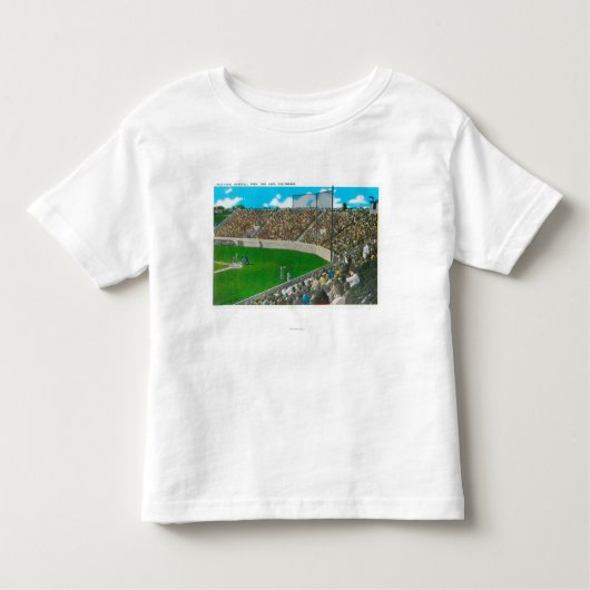 市野球の三塁ライン眺め トドラーTシャツ (正面)