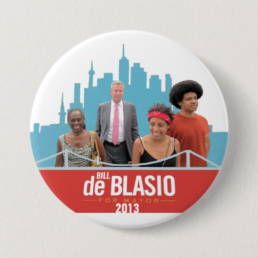 市長のためのDe Blasio 缶バッジ (正面)