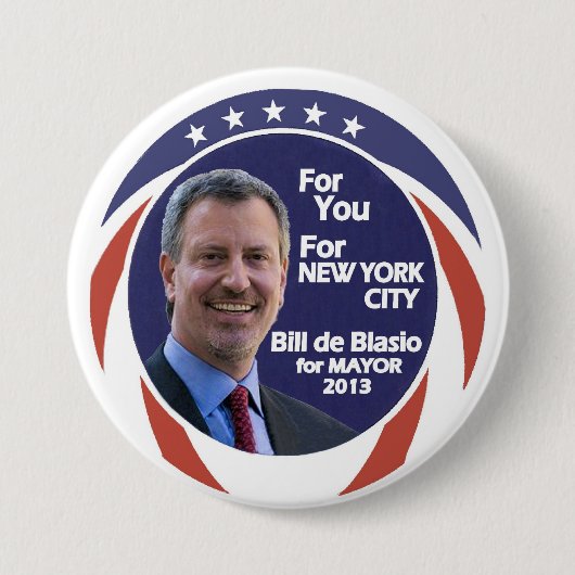 市長2012年ビルde Blasio NYC 缶バッジ (正面)