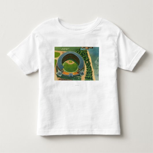 市StadiumCleveland、オハイオ州の空中写真 トドラーTシャツ (正面)