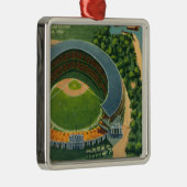 市StadiumCleveland、オハイオ州の空中写真 メタルオーナメント (右)