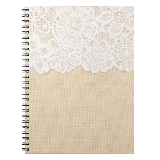 布の上に白いレースデザイン。 ノートブック (正面)