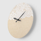 布の上に白いレースデザイン。 ラージ壁時計 (傾斜)