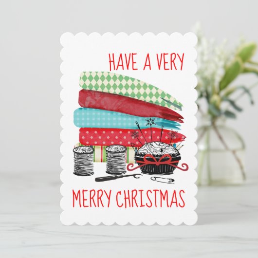 布の概念裁縫キルティングクリスマスカード シーズンカード (スタンド正面)