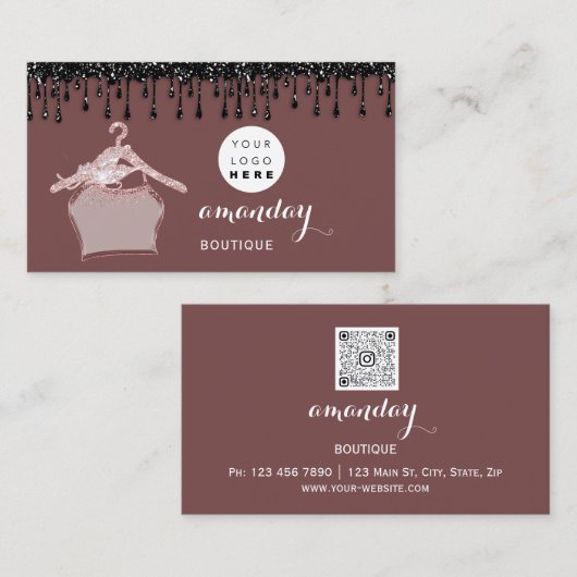 布ハンガードレスファッションショップバラドリップロゴQR 名刺 (正面/裏面)