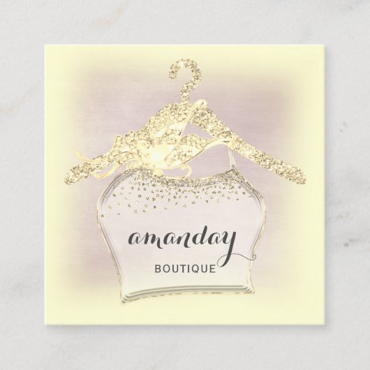布ハンガードレスファッションショップ金ゴールドダイヤモンド スクエア名刺 (正面)