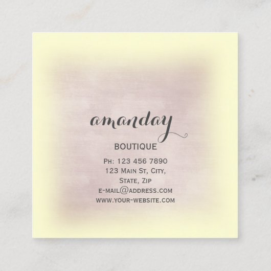 布ハンガードレスファッションショップ金ゴールドダイヤモンド スクエア名刺 (裏面)