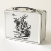 布告者として不思議の国の白いウサギのアリス メタルランチボックス (裏面)