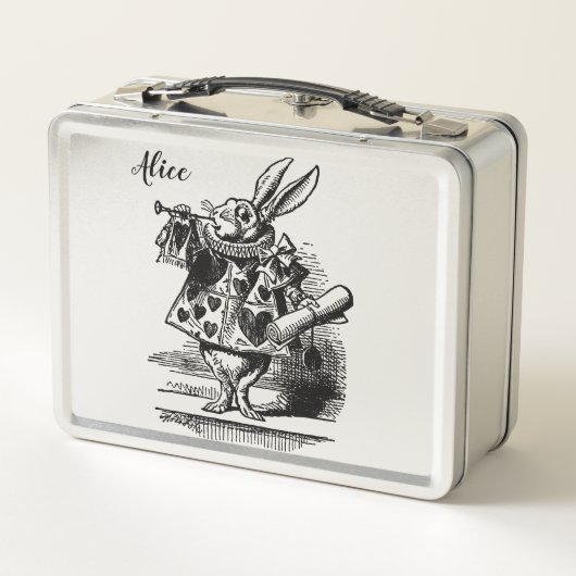 布告者として不思議の国の白いウサギのアリス メタルランチボックス (裏面)