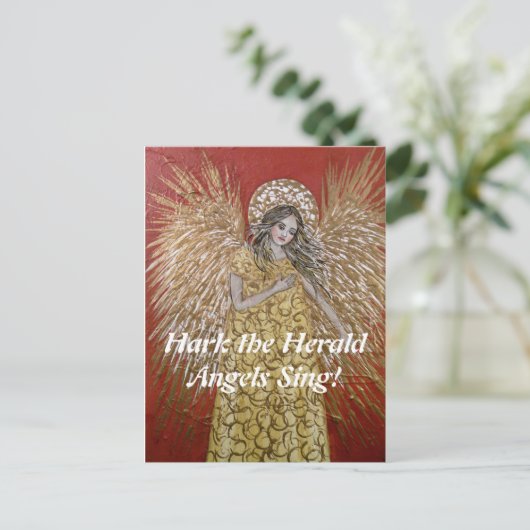 布告者の天使のクリスマスの郵便はがきを傾聴して下さい シーズンポストカード (スタンド正面)
