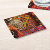 布地,ブータン スクエアペーパーコースター (アングル)