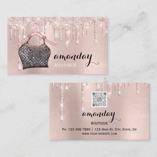 布掛けドレスファッションショップバラQRコード 名刺 (正面/裏面)