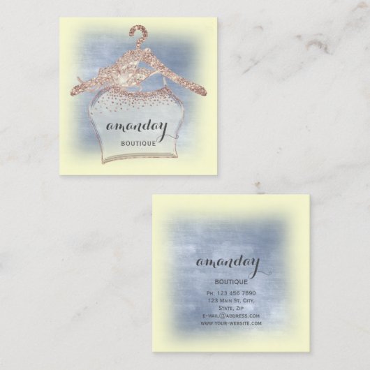 布掛けドレスファッションショップ金ゴールドバラ スクエア名刺 (正面/裏面)