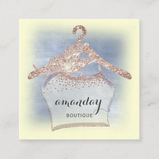 布掛けドレスファッションショップ金ゴールドバラ スクエア名刺 (正面)