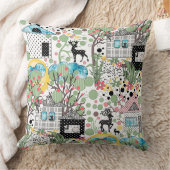 布製アップリケ素朴な庭園 クッション (ブランケット)