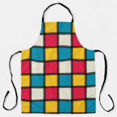 布製カラフルの格子板 エプロン (正面)