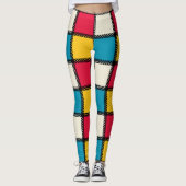 布製カラフルの格子板 レギンス (正面)