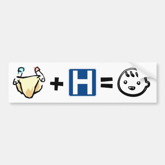 布 + 病院=幸せなベビー バンパーステッカー (正面)