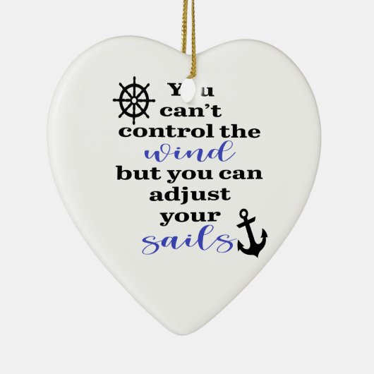 帆のいかりと車輪を調整する セラミックオーナメント (右)